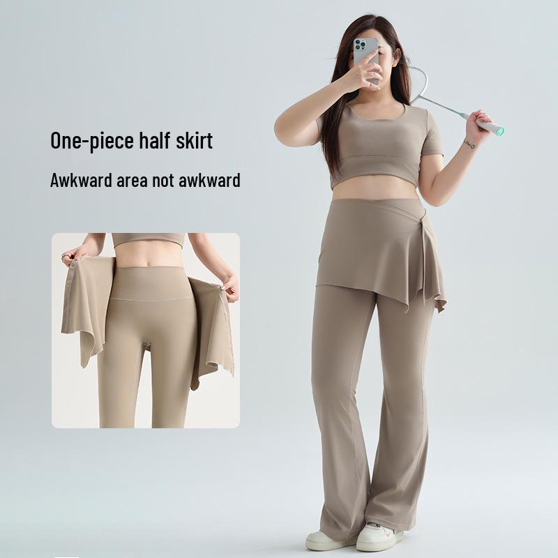 Women's High Waist Yoga Skirt Pants - Hip-Lifting Flare Trousers for Pilates & Fitness (Plus Size Available)