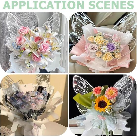 UNICRAFTALE about 50Pcs Waterproof Butterfly Flower Bouquet Wrapping Paper Transparent Bouquet OPP Packaging Paper Brown Butterfly Clear Floral Wraps