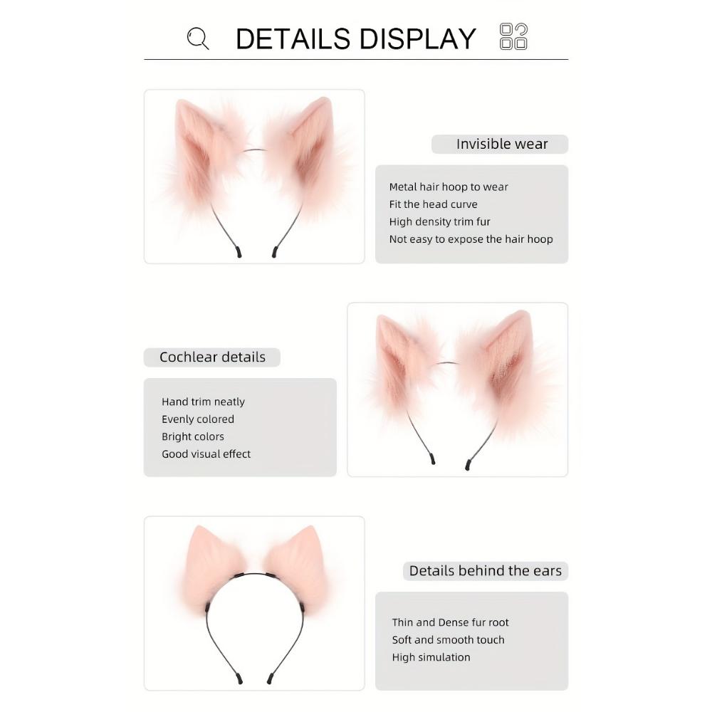 2 Piece Fox Set - Adjustable Furry Tail and Removable Ears, Suitable for Halloween Animal Play Parties, Halloween Gift Cosplay