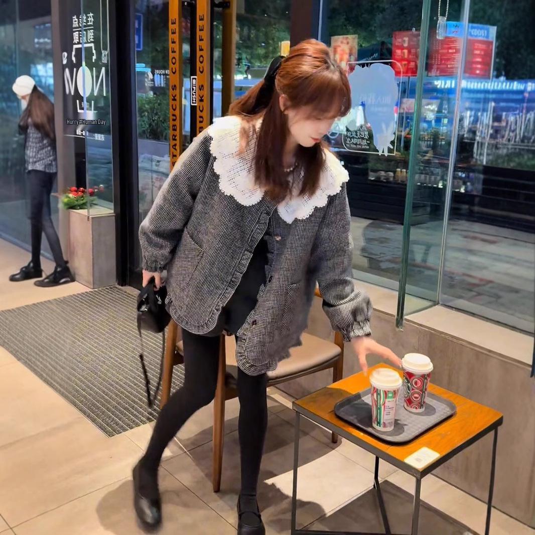 

Korean Petite Ruffle Collar Winter Coat - Women s 2024 Loose Cotton-Padded Design L