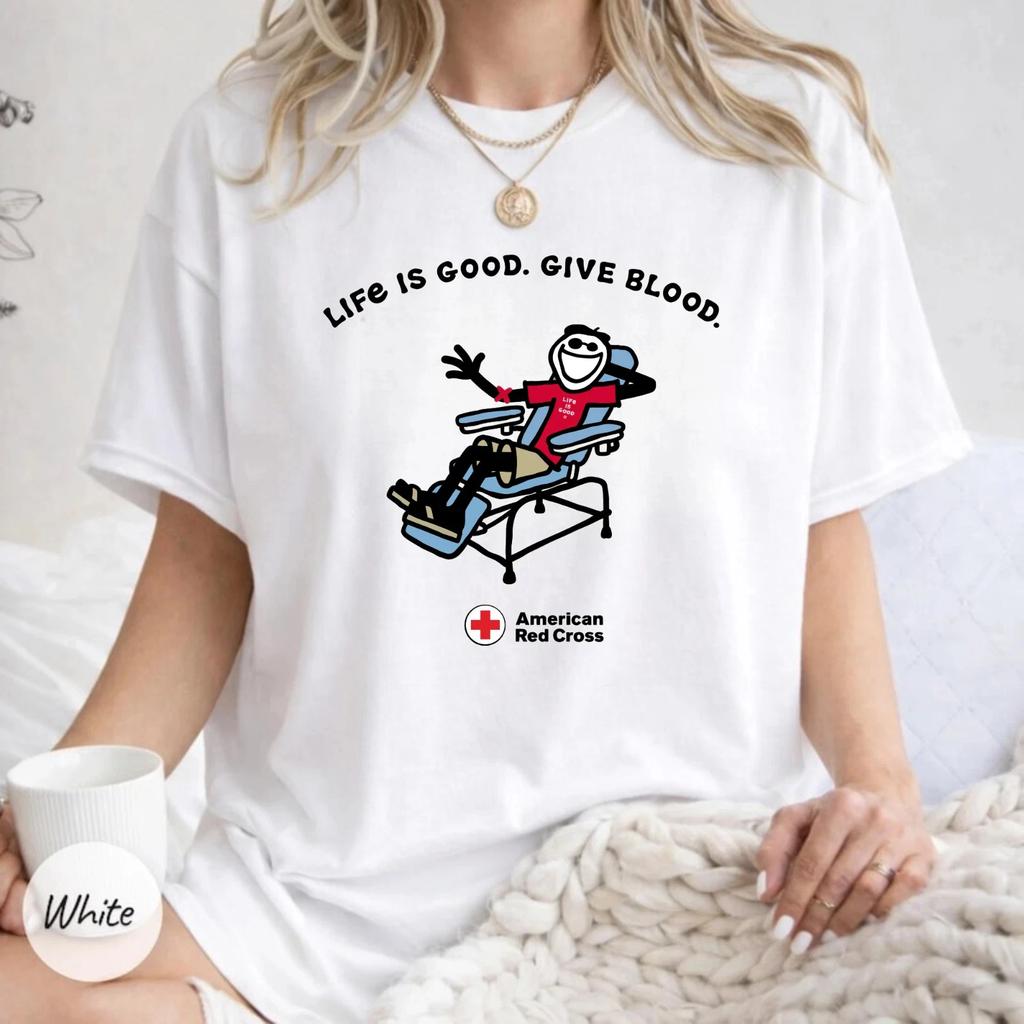 Give Blood Graphic T- Shirt Inspirational Donor Awareness Tee