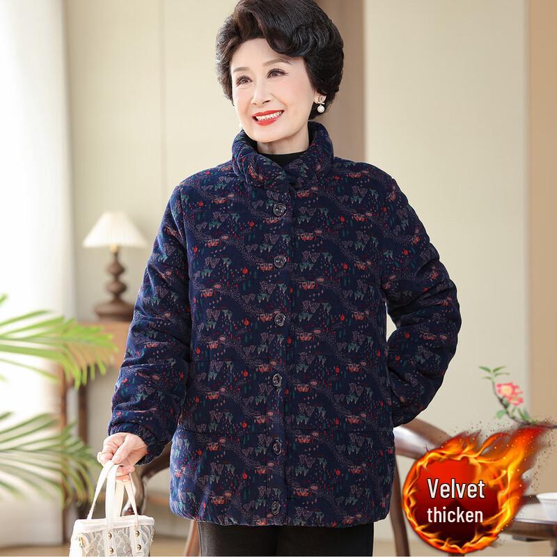 Elderly Women's Corduroy Padded Winter Jacket