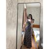 75 Tall Extended Black Floral Waist Dress Women's Ankle Rose Island Lotus Leaf Edge Skinny Long Dress
