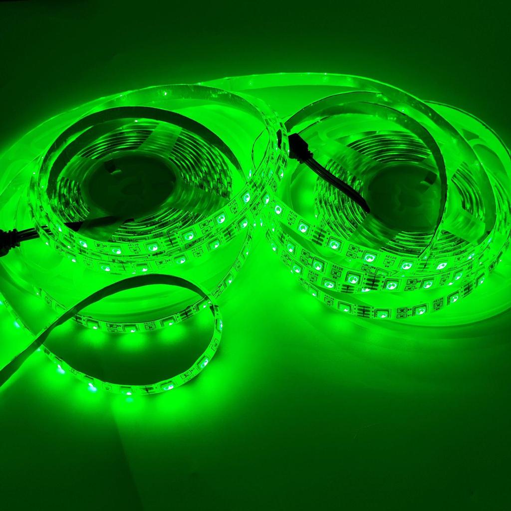12V RGB Bluetooth 5050 LED Strip Light Set, 44-Key Remote & App Music Sync, Seven-Color Atmosphere Lighting for Bedroom