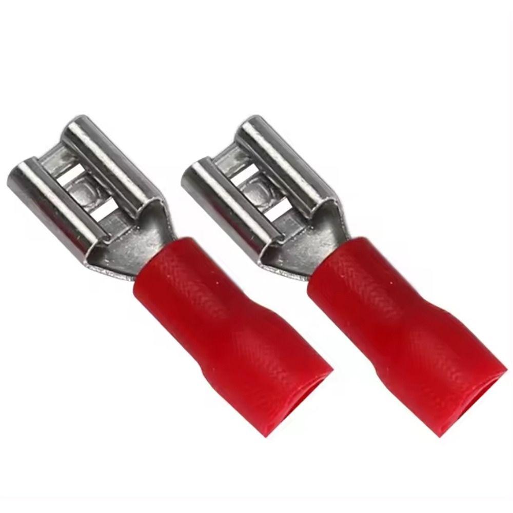 100PCS AWG 22-16 Insulated Spade Wire Connector FDD1.25-187 Red Female Connectors