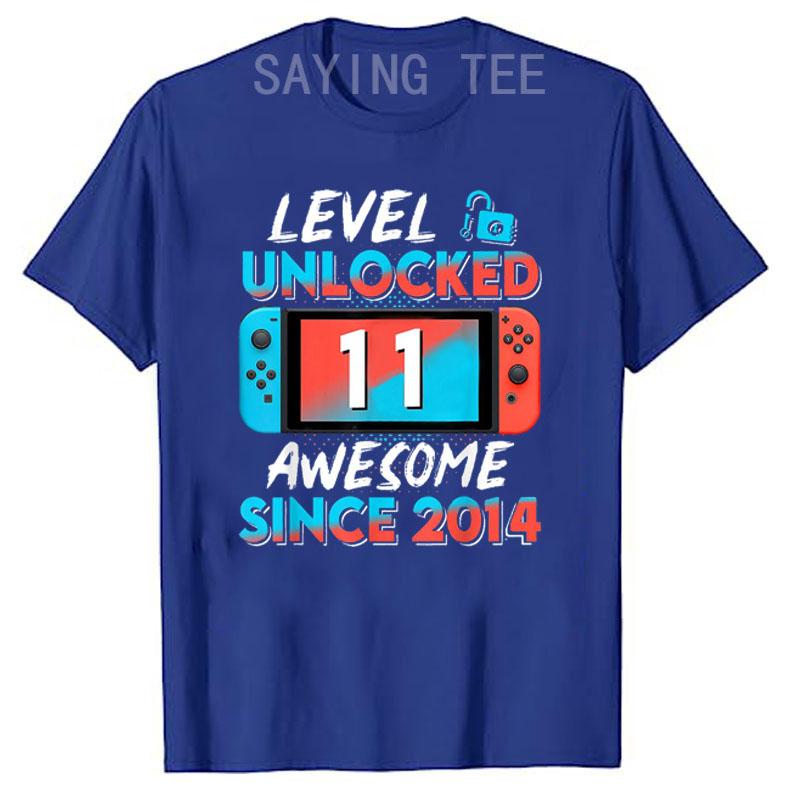 11 Years Old Clothes 11th Birthday Sons Gifts Gamer T-Shirt Level 11 Unlocked Awesome Since 2014 Gaming Controller Saying Tee