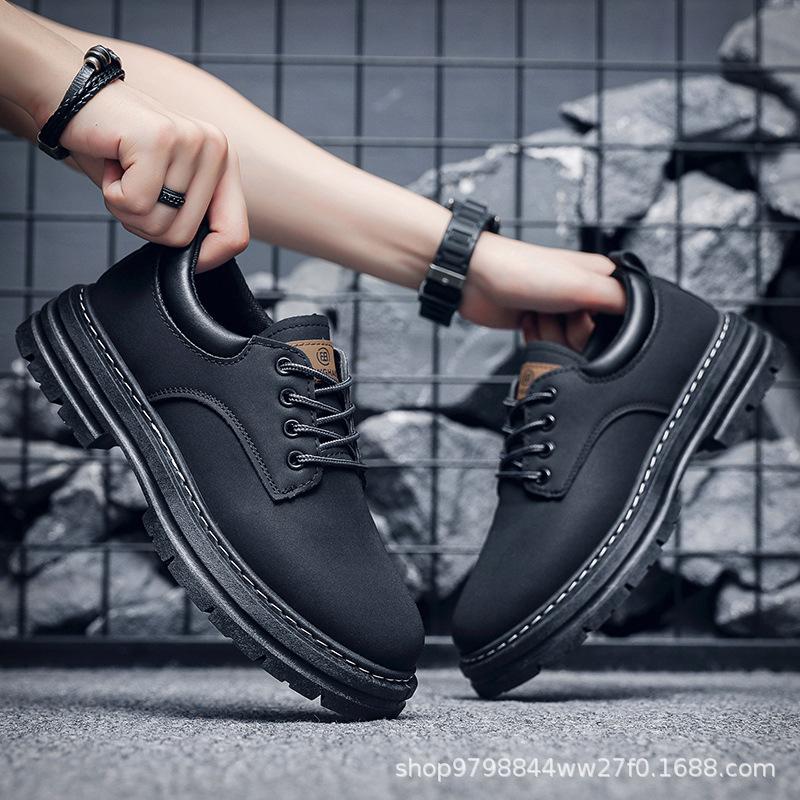 

Черевики Мартін 2025 осінь нові чоловічі низькі ретро британський стиль робочі черевики універсальні платформа повсякденні шкіряні черевики чоловічі 44 чорний