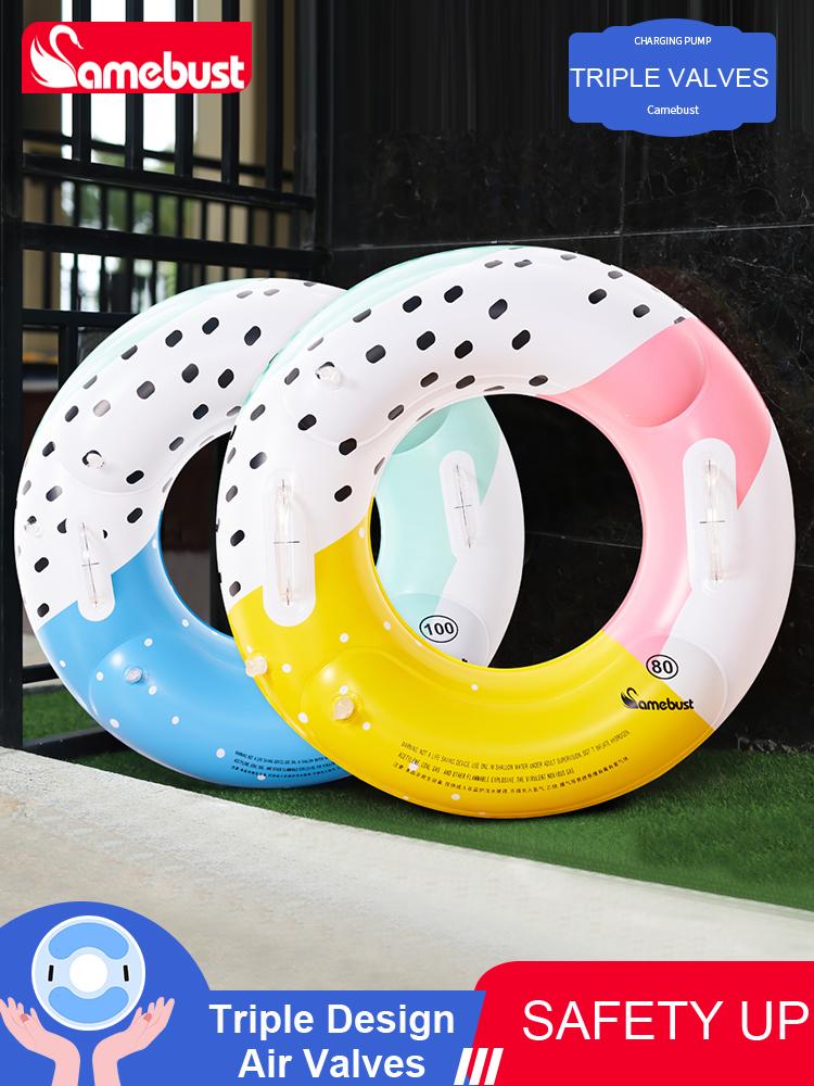 Camebust Three-Airbag Swimming Ring Adult Inflatable Lifebuoy Large Floating Ring Macaron Adult Ring Beginner Swimming Tubes