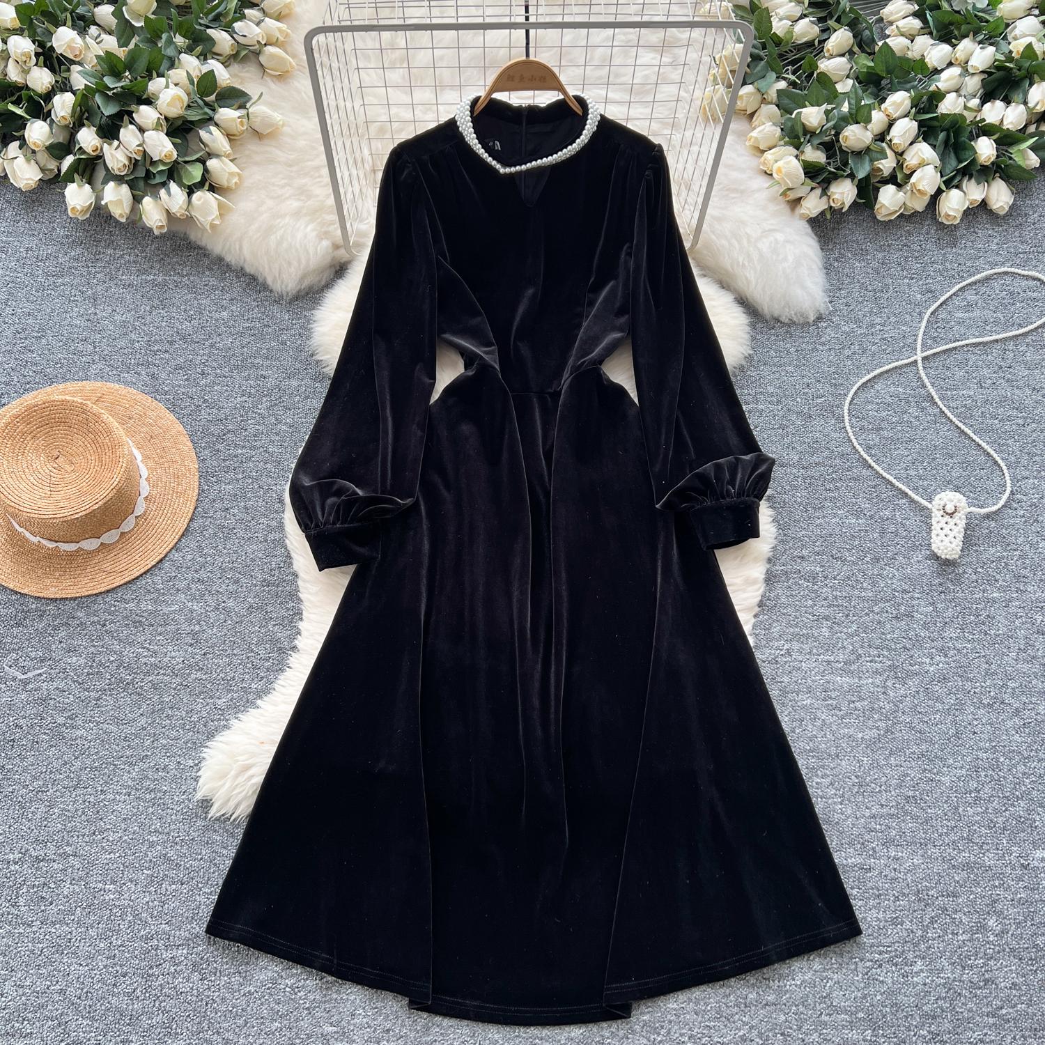 

Длинные рукава платья А-силуэта с разрезом по бокам Лоскутное платье-рыбий хвост с жемчугом Водолазка Роскошные вечерние платья с молнией сзади XXL