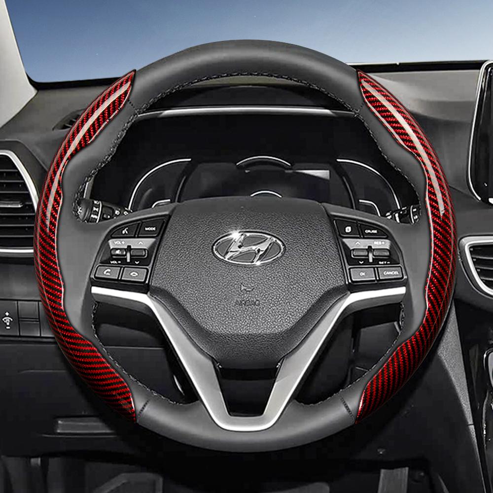 Suitable for Hyundai Carbon Fiber Texture Steering Wheel Cover with Segmented Quick-Release Design, Durable, for Tucson Elantra Avante I30 Sedan