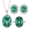 Stunning Oval Cut Green Crystal Women Jewelry Necklace Ring Earrings Design Ideal for Elegant Glamorous Looks Party Accessories