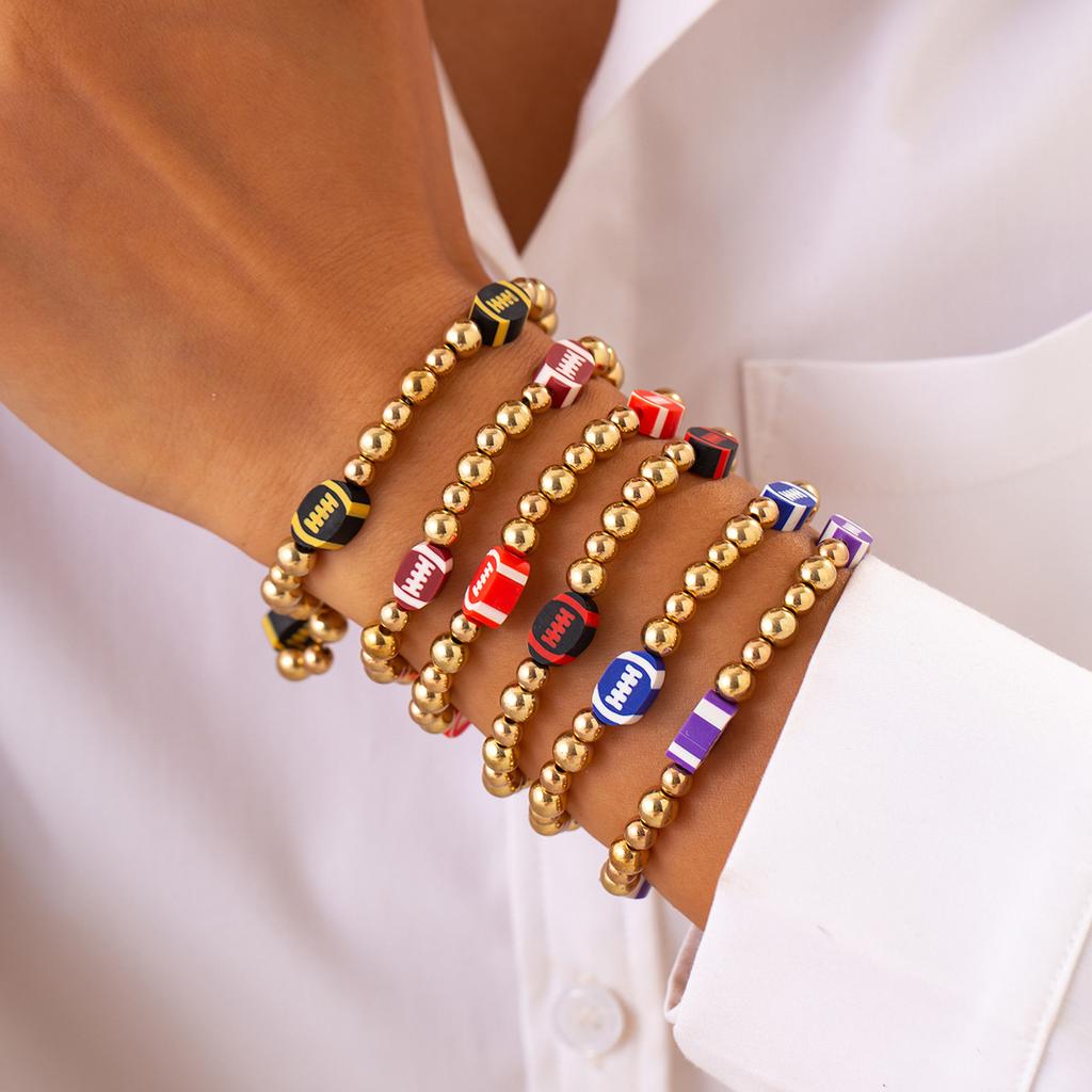 Fashion Letter Beaded Bracelet Set Women'S Multi-Layer Soft Pottery Stacked Bracelet Super Bowl Holiday Bracelet