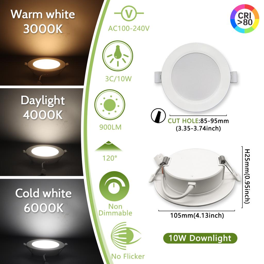 40PCS 100V-240V Recessed Ultra-thin LED Downlight Ceiling Lamp Warm Natural Lighting 3000K 6000KSupermarket 6W 10W 14W 17W 24W