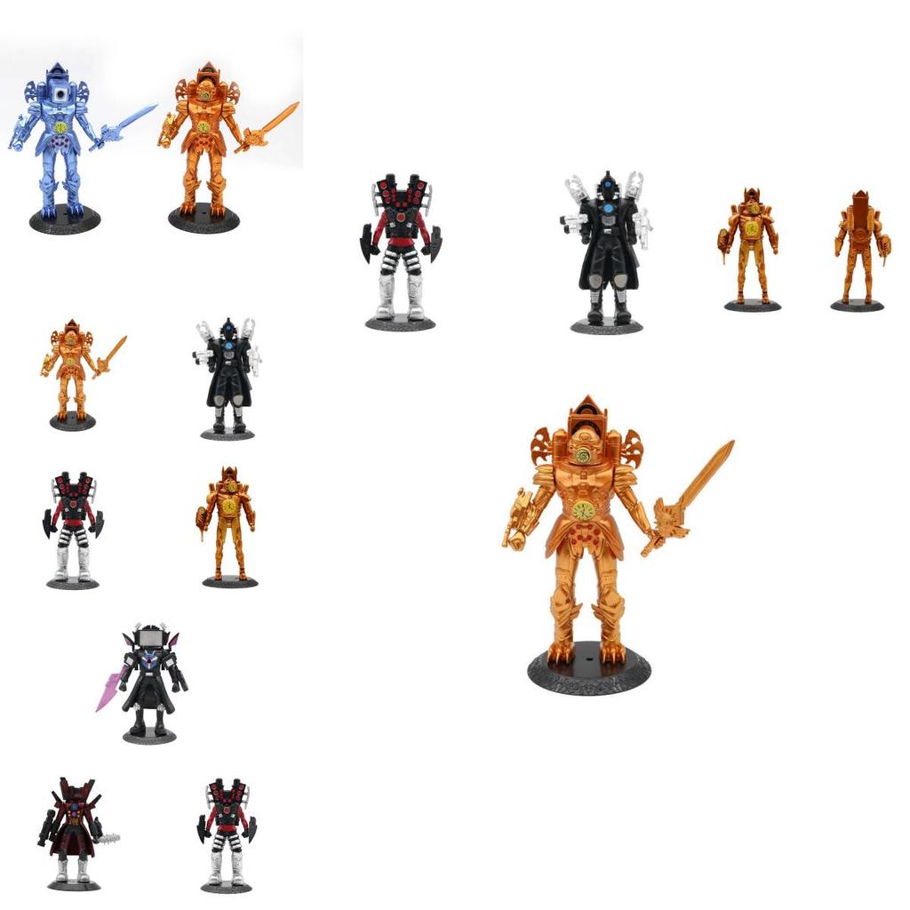 High Quality Pvc Titan Clock Man Figure Large Golden Warrior Model For Collectors