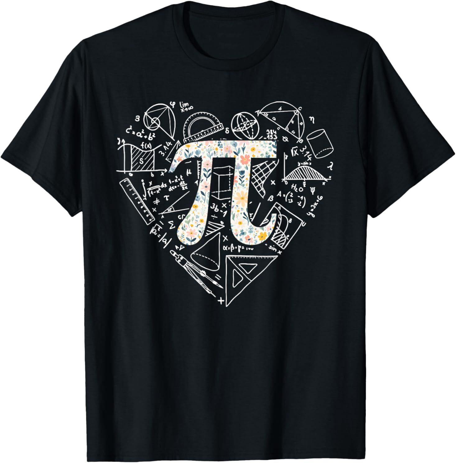Pi Day Retro Floral Pi Teacher Math Mathematics Happy Pi Day T-Shirt S