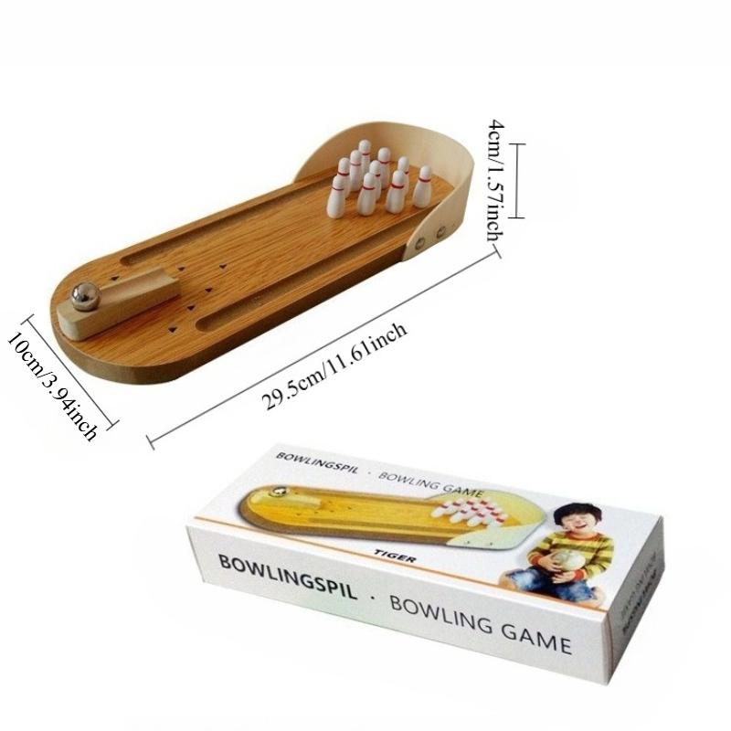 1pc Mini Wooden Bowling Tabletop Game, Innovative Educational Toy for Children, Solid Wood, Fun for Parents and Children, Holiday Gift
