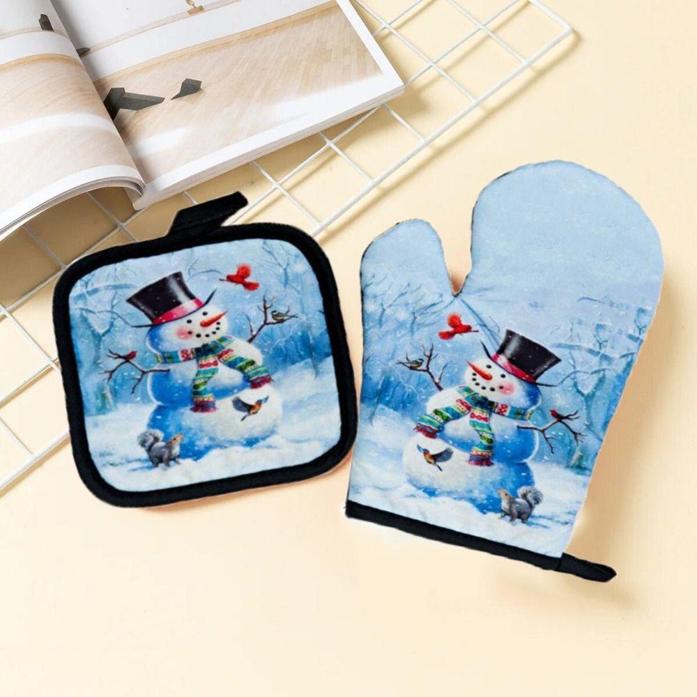 

2pc/set Anti-Heat Christmas Microwave Glove Potholder Insulation Insulation Pad Pot B