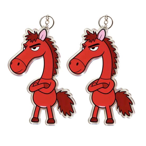 

2Pcs Arm-Crossing Horse Keychain Acrylic Bag Charm Pendant Year of Horse 2026 Scratch-Resistant Key Ring Backpacks Accessories