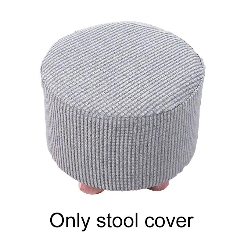 1Pc Round Seat Cover Elastic Protector Soft Pouffe Stool Removable Flannel Stool Cover Footstool