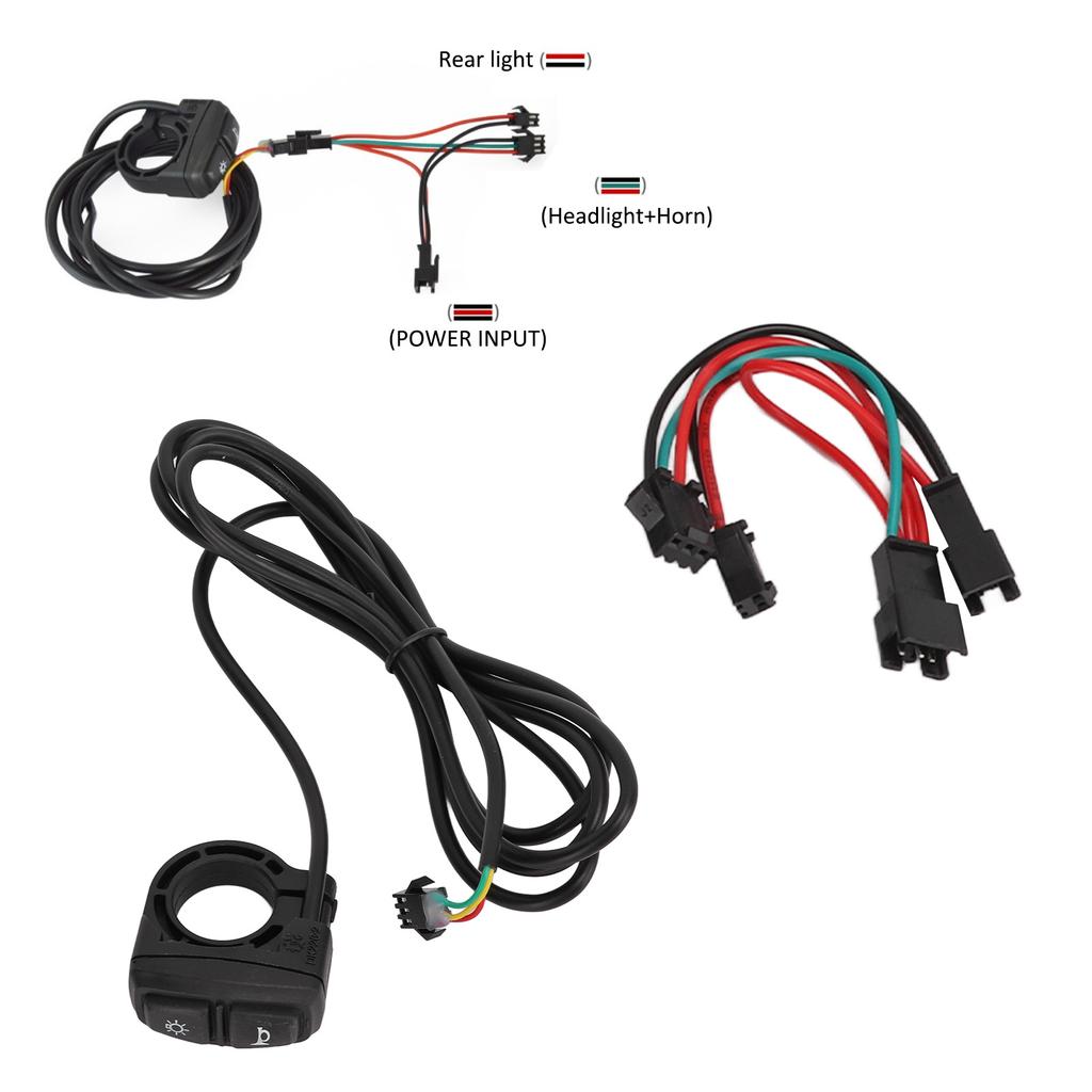 24V 36V 48V Electric Bike Front and Rear Light Set Headlight and Tail Light with Horn Kit