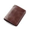 Men's Slim RFID Blocking Genuine Leather Wallet with Integrated ID Card Holder - Top-Grain Leather Compact Bifold Design