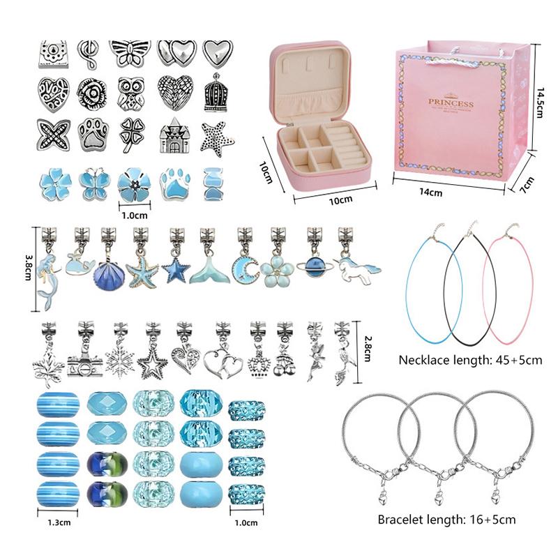66Pcs Beads Kit For Diy Beaded Necklace Bracelet Jewrlry Making Cartoon Fairy Series Charms Gifts Set