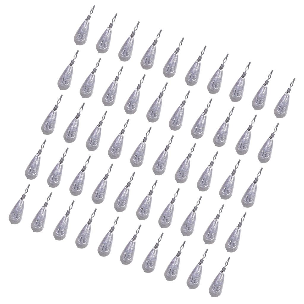 50pcs Saltwater Fishing Weights Fishing Bottom Sinkers Weight Bass Casting Fishing Weights Sinkers 360 Degree Rotating
