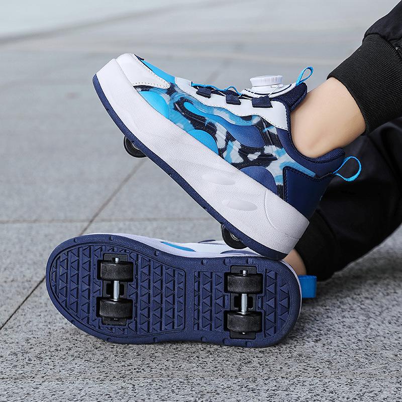 

2026 Детские роликовые кроссовки Летающая обувь Катание на роликах на улице Съемные ролики Беговые кроссовки Спортивный подарок Двухрядные Внутренние лезвия Начинающий 32