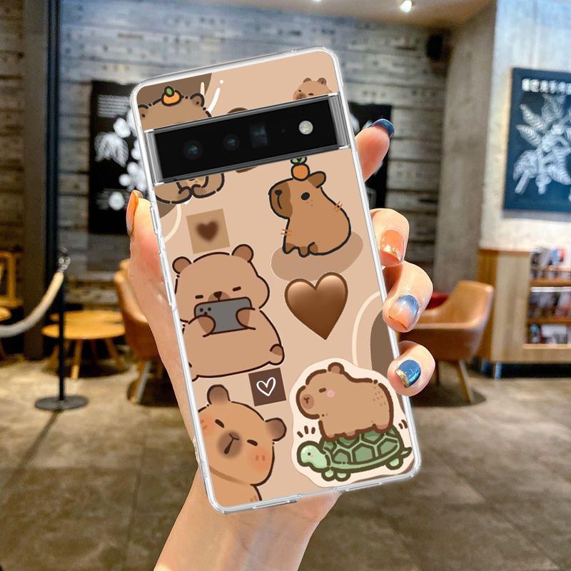 

Аниме Капибара Дельфин Прозрачный Чехол Для Телефона Для Google Pixel 9 8 7 Pro 8A 7A 6A 6 Pro XL 5 4 5A 4A 3A 5G Мягкий ТПУ Прозрачная Крышка Pixel 5A