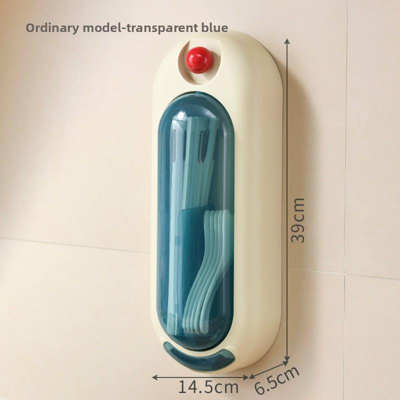 

Kitchen Timer Chopstick Holder, Wall-mounted Chopstick Storage Box, Household Spoon Rack, Draining and Compartmentalized Storage Rack Basket - Standard