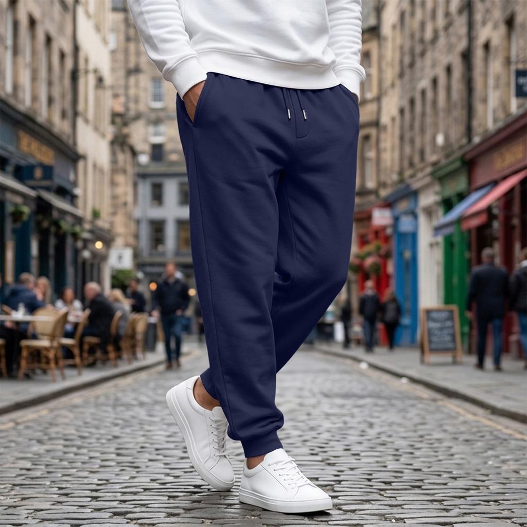Casual joggingbroek voor heren met elastische tailleband en taps toelopende pijp voor sportkleding