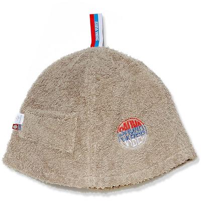 Sauna Hat Premium Imabari Towel Made In Japan Beige Logo Loop [SAUNA VIBES] Men's & Women's (Sand (3 Colors, & Pocket))