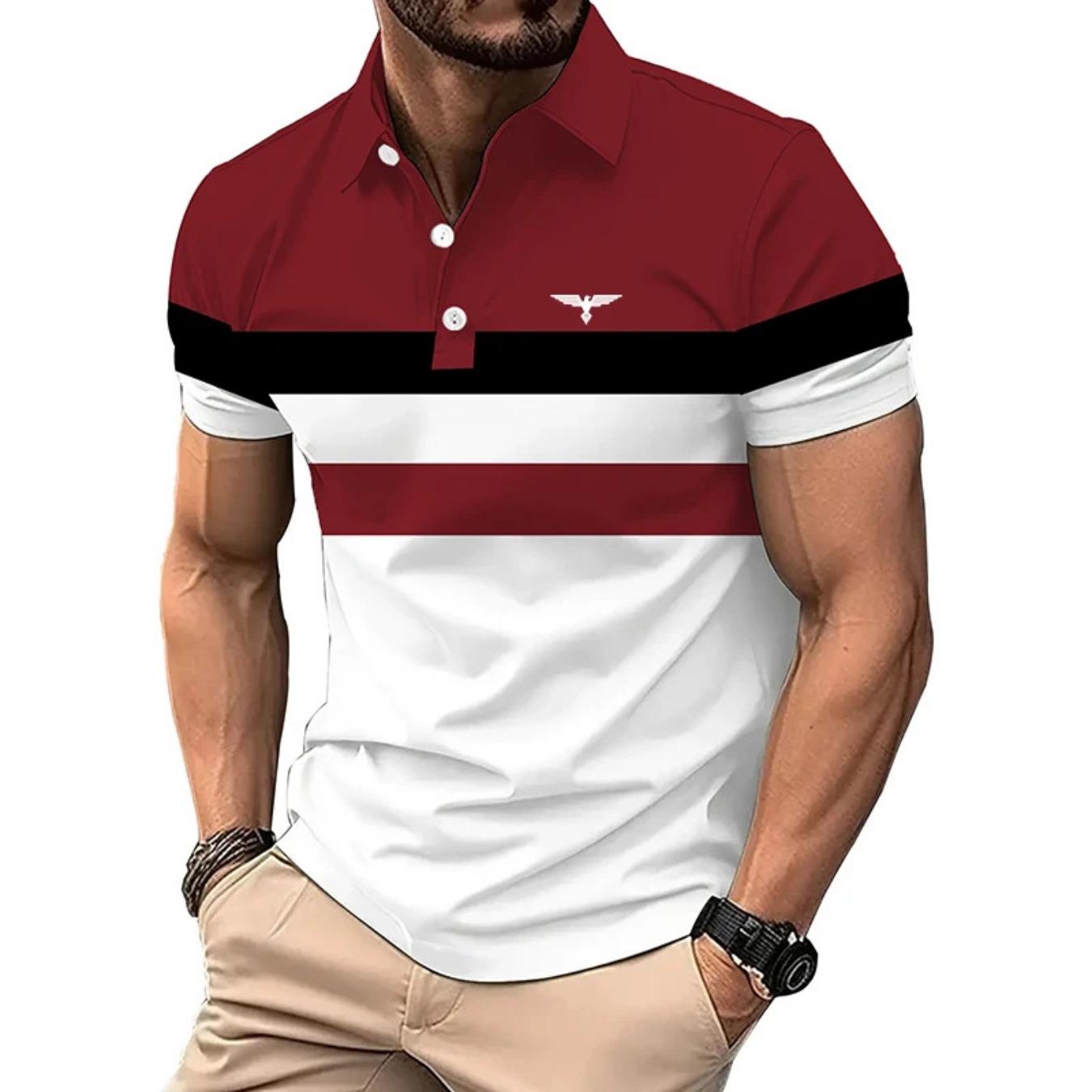 

Men s summer casual short-sleeved sports shirts, men s polo figure-hugging lapel shirts S