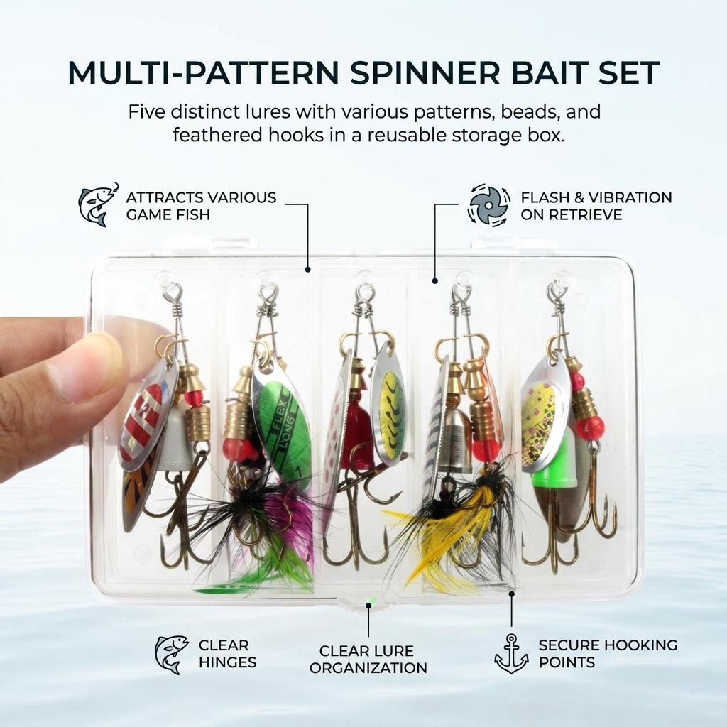 10Pcs Rotary Spinner Lure Kit Metal Composite Durable And Attractive For Freshwater Saltwater Fishing