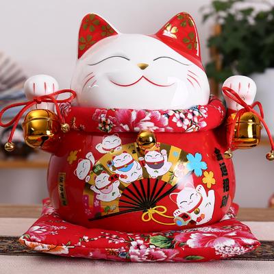 10palcový keramický ornament Maneki Neko Ornament Lucky Cat Kasička Fortune Cat Figurka Porcelánová Banka na mince Dekorace FENG SHUI Figurka