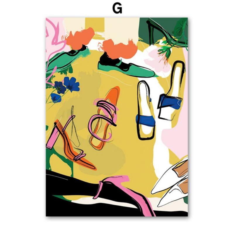 Schwarzes Mädchen Mit Roten Lippen High Heels Blumen Wandkunst Leinwandbild Abstrakte Poster Und Drucke Bilder Für Wohnzimmer Dekor