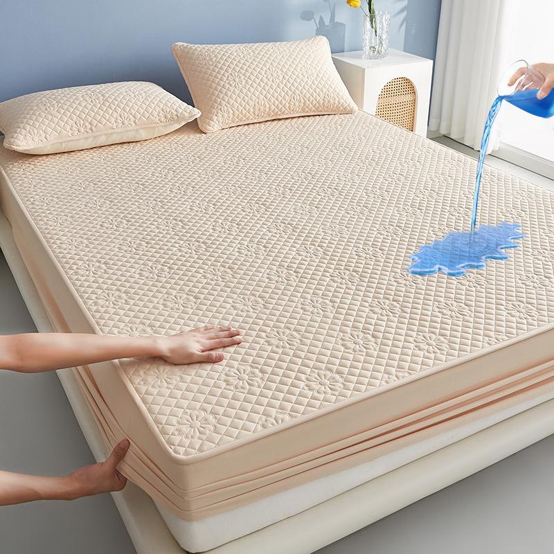 Bedclothes 3-piece Set Water Washed Cotton Waterproof Bedsheet Soft and Breathable Fitted Sheet  Mattress Protector Cover Not Fading Not Deforming