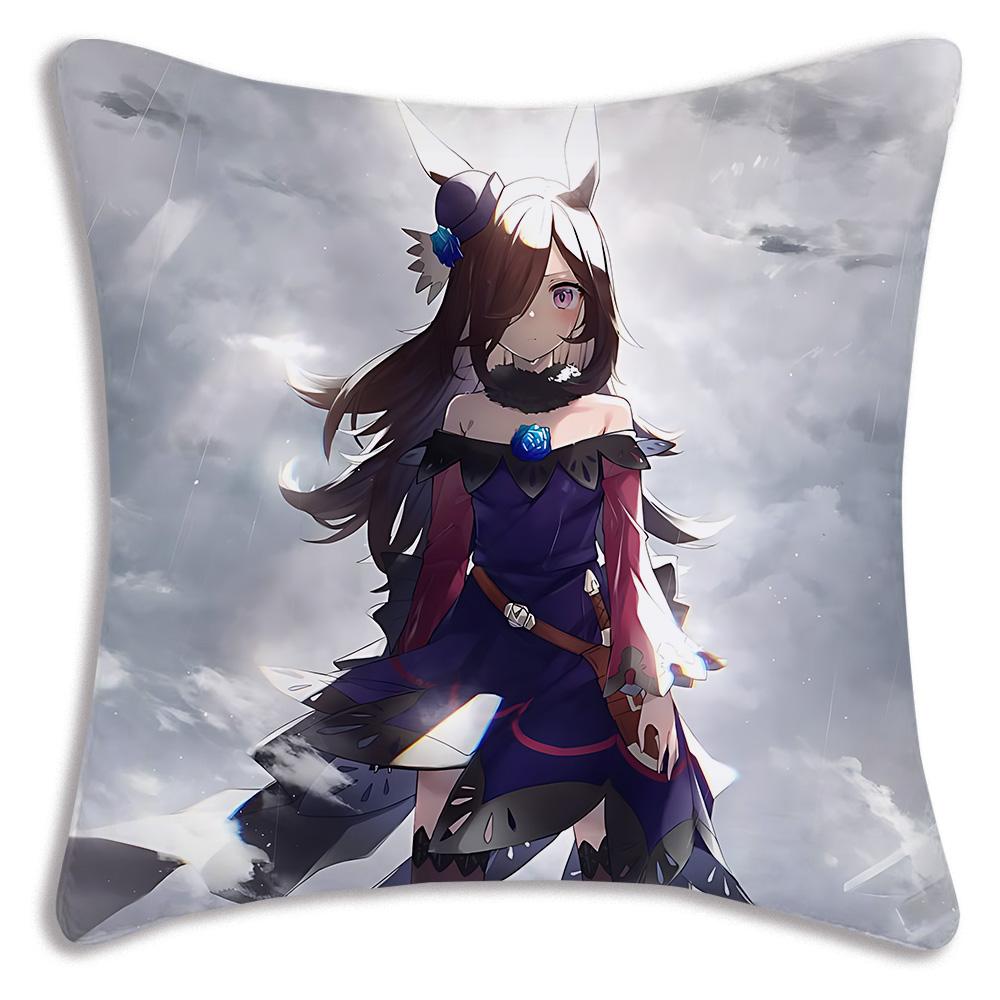 Anime Uma M-Musume Pretty Derby Pillow Covers Cartoon Sofa Decorative Home Double-sided Printing Short Plush Cute Cushion Cover