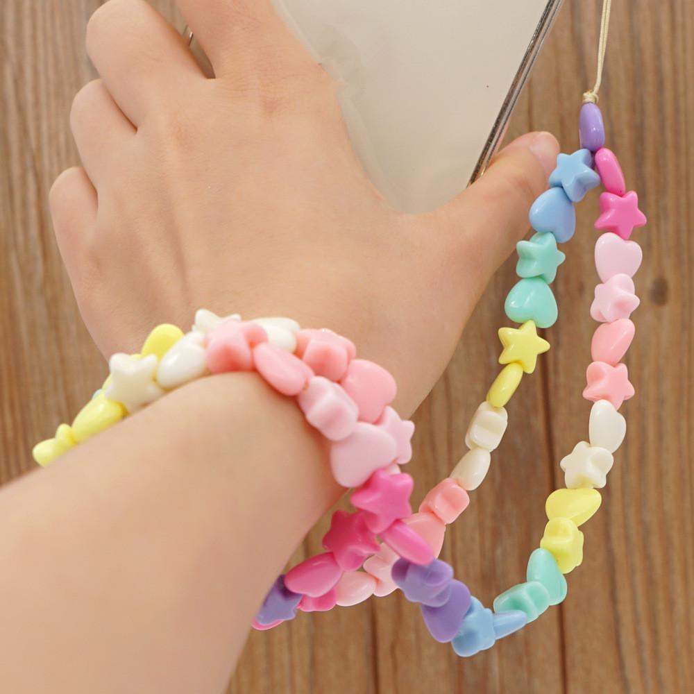 

2025 New Pink Five-pointed Star Pearl Phone Chain Resin Smiley Face Beaded Mobile Phone Lanyard for Women Jewelry