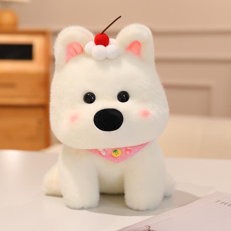 Adorable Fluffy White West Highland Terrier Plush Toy Stuffed Lifelike Dog Plushie Soft Puppy Animal Appease Doll Sweet Gift