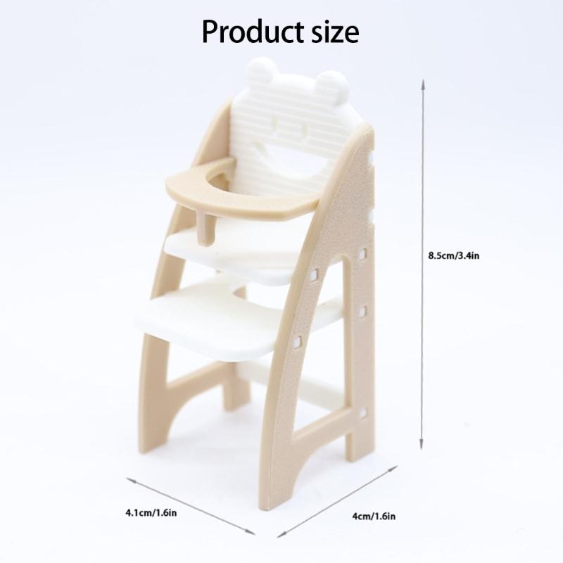 Realistic Plastic Dollhouses Baby High Chair 1/12 Scale Miniature Furniture Safe Childrens Gift