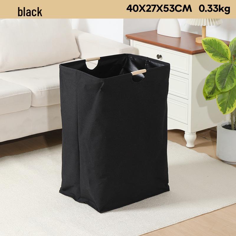 Foldable Laundry Basket with Wooden Handles - Waterproof, Large Capacity, for Toys and Clothes, Cotton and Linen Fabric