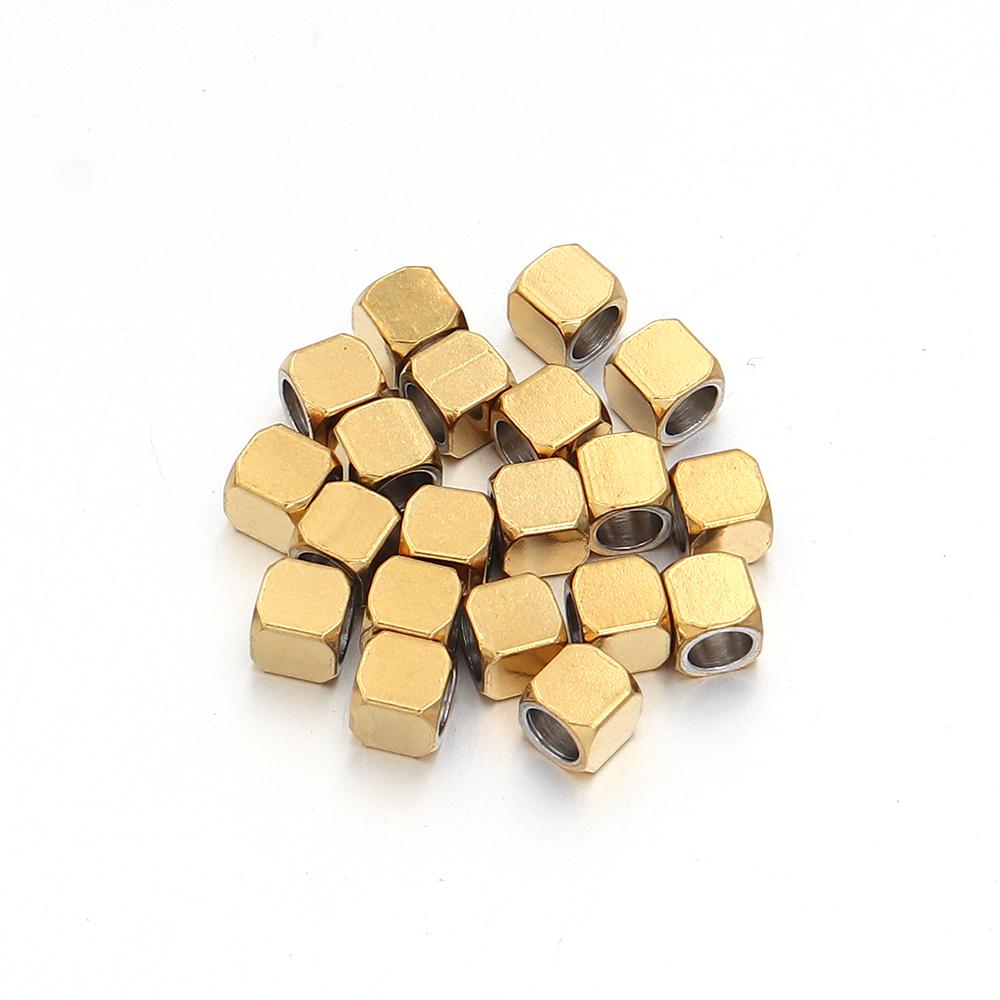 10-60pcs/lot Big Hole Stainless Steel Beads Round Corner Cube Beads Spacer Beads DIY Bracelet Necklace Jewelry Making Supplies