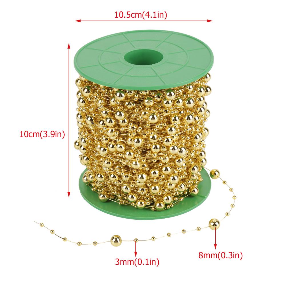 60m roll Electroplating Pearl Wire Beads Garland String DIY Wedding Decoration 3mm+8mm