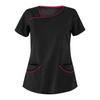 Women Summer Tops T-Shirt Short Sleeve V-Neck Pocket Uniform Printed Sexy Nurse Care Workers Clinic
