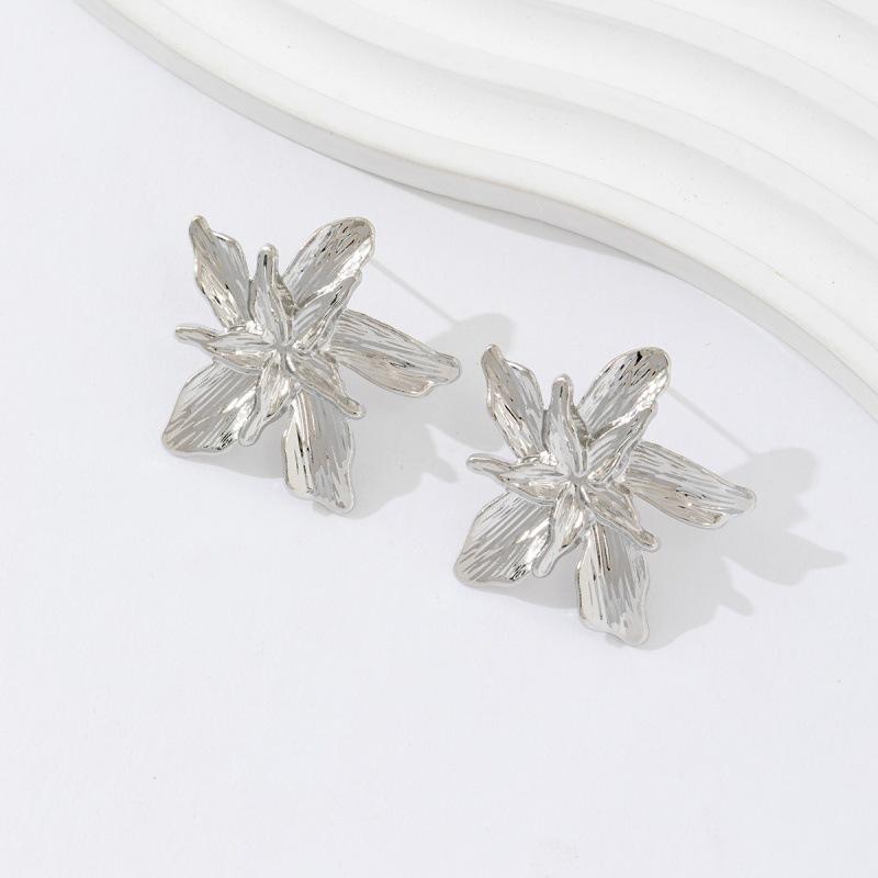 Personalized Design Women's Double Layered Large Flower Earrings Trendy Punk Party Adjustable Ring Fashion Jewelry Gifts