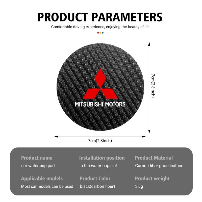 ydzh7 2pcs Carbon Fiber Car Water Cup Coaster Non-slip Pad Mat for Mitsubishi Outlander Lancer Pajero Interior Decoration Accessories