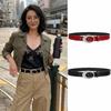 Adjustable Women's Crocodile-patterned Belt Red Black Simple Pin Buckle Metal Buckle Vintage Belt Imitation Leather Waist Belt