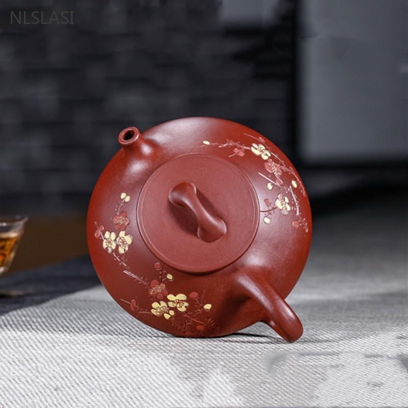 150ml Purple Clay Tea Pot Handmade Beauty Stone Scoop Kettle Raw Ore Dahongpao Filter Teaware Zisha Tea Set