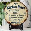 2D Flat Aluminum Rustic Farmhouse Kitchen Decor Round Metal Sign, Cute Family Manners Sign for Mom, Wife, Housewarming Gift, Pre-Drilled Holes for